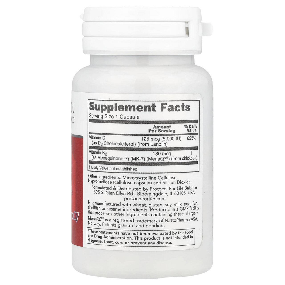 Вітаміни K2 (MK-7) та Д3 Protocol for Life Balance K2 MK-7 & D3 60 капс Київ - фото 2