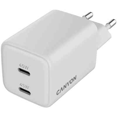Зарядний пристрій Canyon CU45CC GaN 45W 2xPD EU White (CNS-CUW45CC) Вінниця
