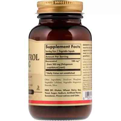 Антиоксидант Solgar Ресвератрол, Resveratrol, 100 мг, 60 вегетаріанських капсул (SOL-02335) Вінниця