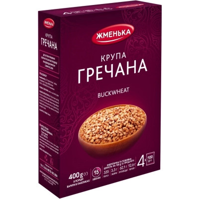 Крупа Жменька Гречана несмажена в пакетиках для варки 4х100 г (4820038700347) Вінниця - фото 1