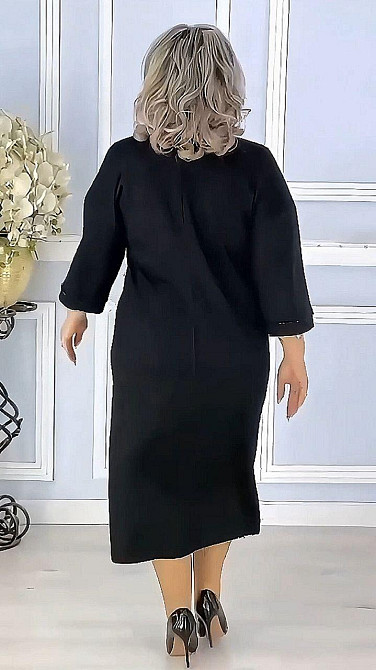 Жіноча святкова сукня батал з камінчиками крепдайвінг Одеса - фото 4