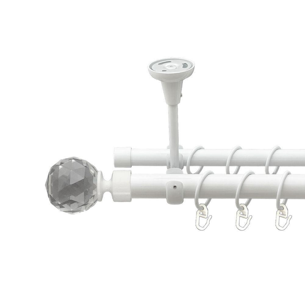 Карниз Orvit Люміера металевий дворядний відкритий до стелі гладка труба кільце металеве Арктіс 25\19 мм 300 см (00-00021128) Львів - фото 1