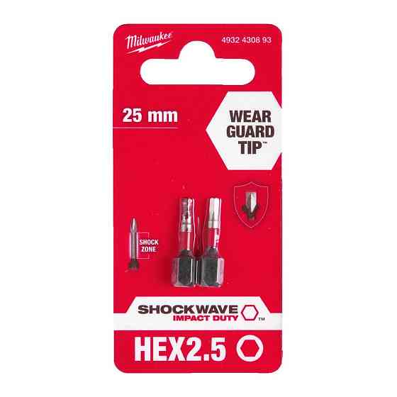 Біта SHOCKWAVE MILWAUKEE, Hex2,5, 25мм, (2шт) Одесса
