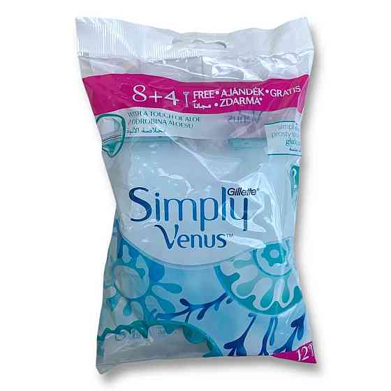 Жіночі одноразові бритви Gillette Simply Venus 12 шт (8+4) — гладке гоління, зволоження, комфорт Харків