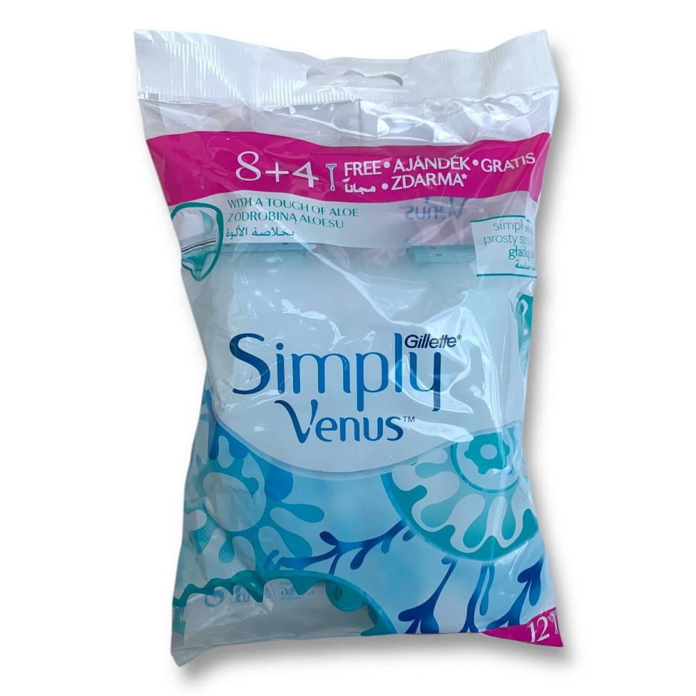 Жіночі одноразові бритви Gillette Simply Venus 12 шт (8+4) — гладке гоління, зволоження, комфорт Харків - фото 1