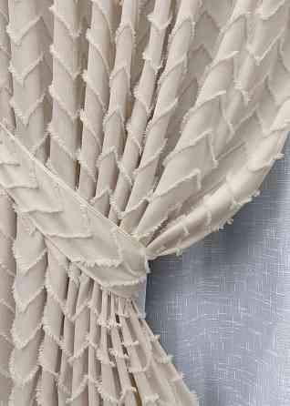 Комплект штор VR-Textil Лен Букле 150х270 2шт и Тюль 500х270 1806ш-115т Айвори с белым 71-042/4 Киев
