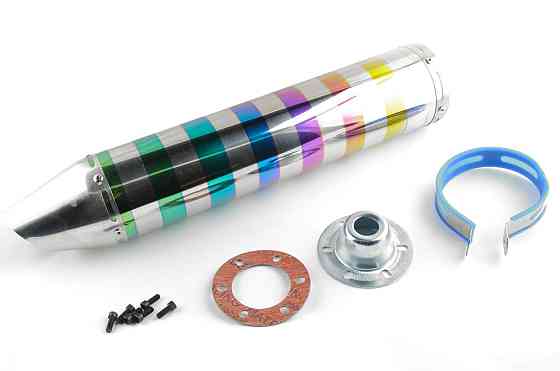 Глушитель (тюнинг) 420*10 см, креп. Ø78mm (нержавейка, зебра, цветной, прямоток, mod:9) Мукачево