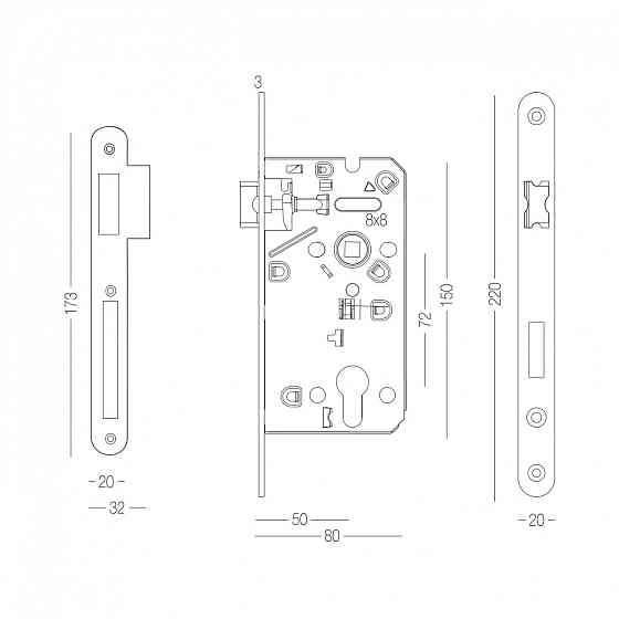 МЕХАНИЗМ ПОД ЦИЛИНДР ДЛЯ МИЖКОМНАТНЫХ ДВЕРЕЙ M-72C SN Киев