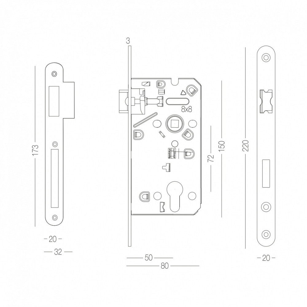 МЕХАНІЗМ ПІД ЦИЛІНДР ДЛЯ МІЖКІМНАТНИХ ДВЕРЕЙ M-72C SN Київ - фото 2