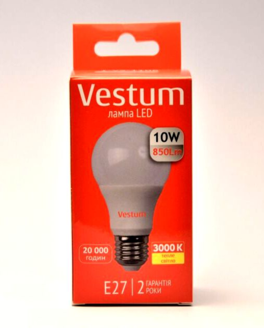 Світлодіодна лампа 220в 10W 3000K A60 Vestum Київ - фото 4