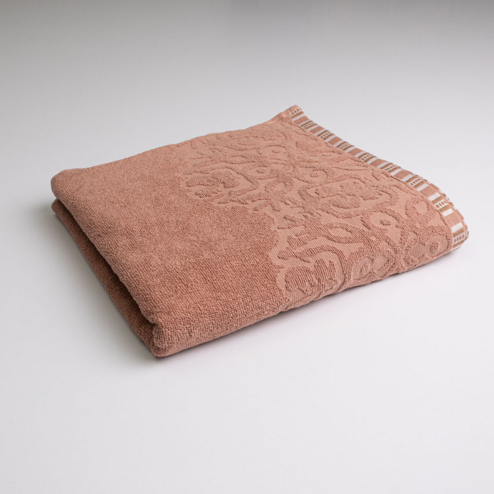 Полотенце махровое для душа с орнаментом GM Textile 70х140см 400г/м2 (Бежевый) Сумы - изображение 1