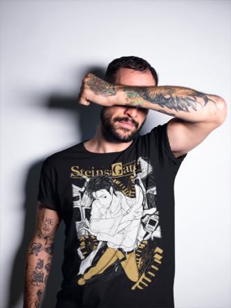 Футболка з аніме принтом Стеінс Гате Окабе Курісу оверсайз (S/M/L) Чорний AnimeJ0273 Дніпро