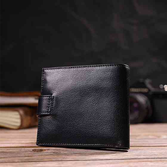 Практичный кошелек для мужчин горизонтального формата из натуральной гладкой кожи CANPELLINI 21772 Черный Киев