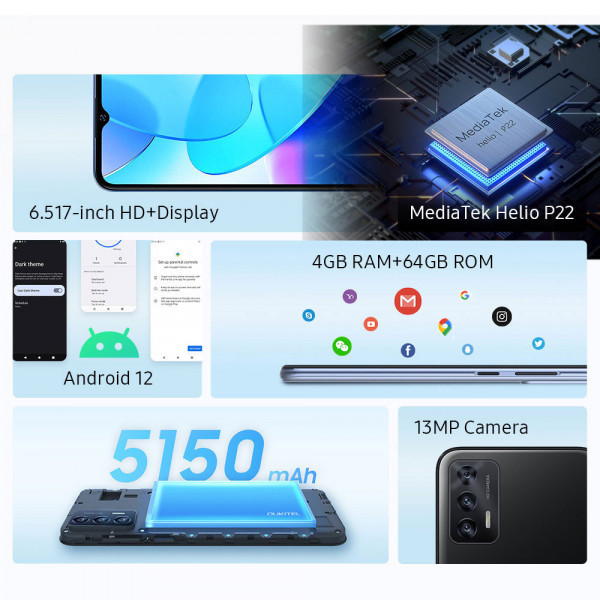 Смартфон Oukitel C31 Pro 6.5" HD+ /4 GB / 64 GB / MT6762 / 5150 mAh / 13+5 Мп / Deep Blue (6931940713030) Київ - фото 7