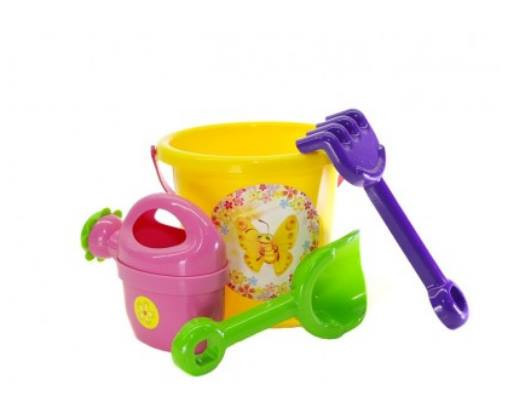Ігровий набір для пісочниці №1 013555 з відерцем  Жовтий Вінниця - фото 1