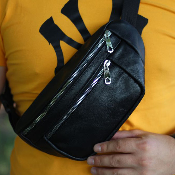 Сумка бананка чоловіча через плече шкіра, Бананка універсальна Шкіряна сумка на груди KO-66 Львів - фото 13