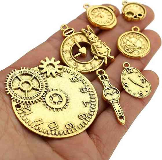 Набор золотых шармов-часы для рукоделия, 40 шт Киев