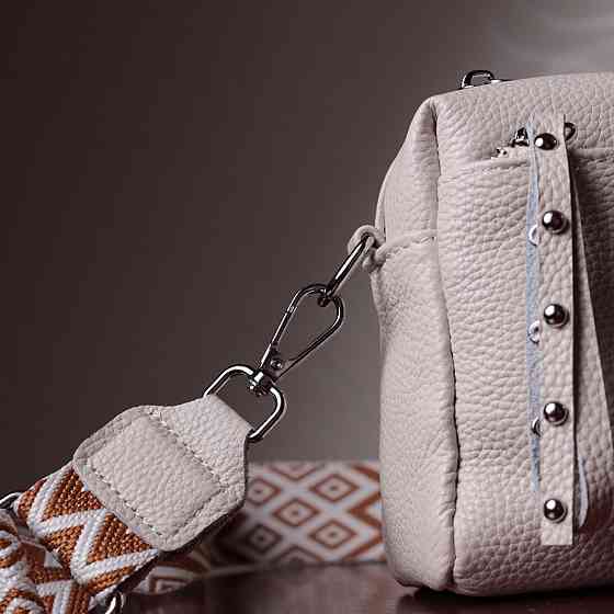 Цікава жіноча шкіряна сумка із стильним бігунком Біла (Vintage) Київ