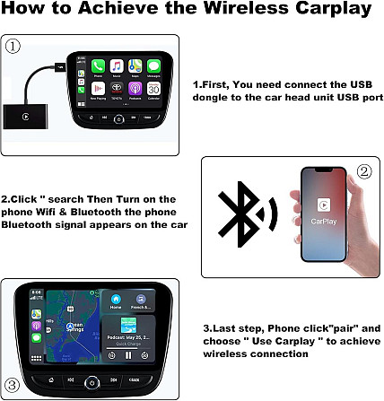 Беспроводной CarPlay Адаптер для iPhone: Превращение Проводного в Беспроводной с Bluetooth & 5ГГц Wi Киев - изображение 3