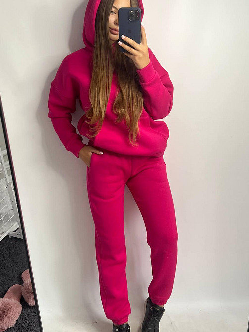 Жіночий теплий костюм оверсайз Малиновий XL Харків - фото 7