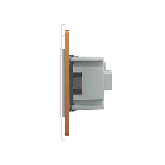 LIVOLO Електрична розетка з заземленням LIVOLO, сіра з золотою рамкою, шторки, скло, 250В 16А ( Коломия