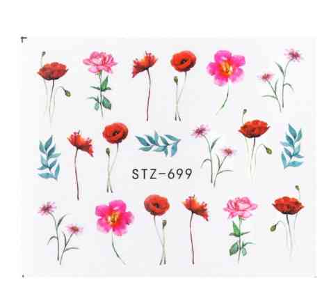 Наклейки на нігті квіточки - розмір стікера 6*5см, інструкція по застосуванню є в описі товару Київ
