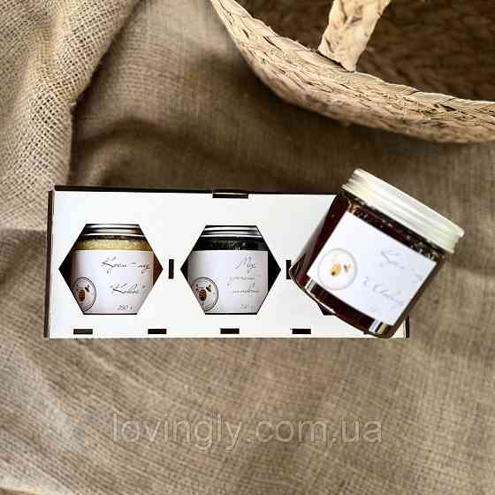 Медовий подарунковий бокс з натуральним медом, 3 смаки по 200 мл. Ірпінь