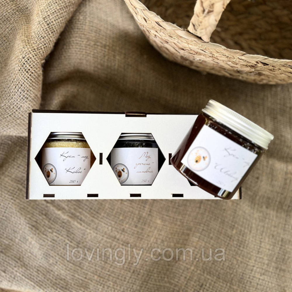 Медовий подарунковий бокс з натуральним медом, 3 смаки по 200 мл. Ірпінь - фото 1