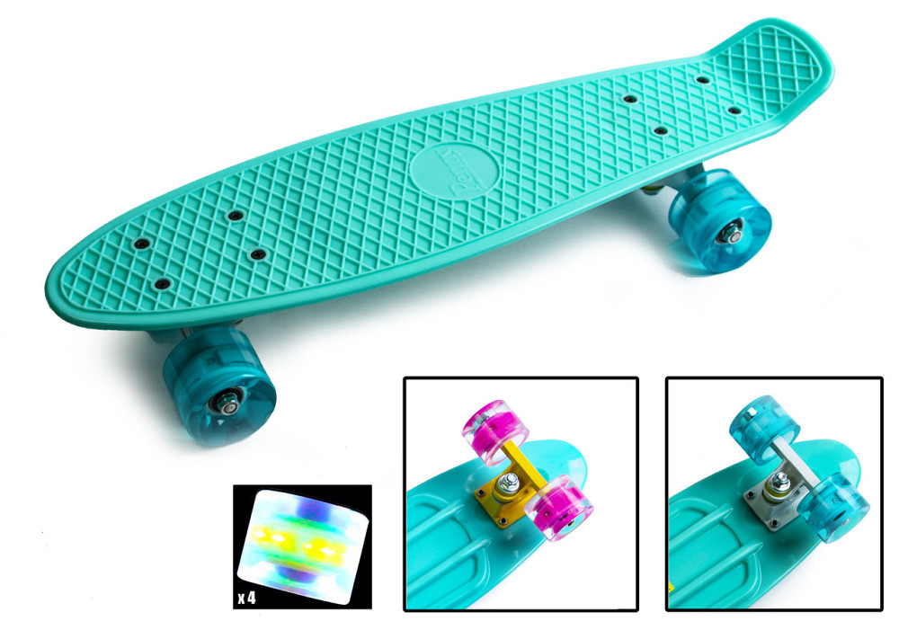 Пенніборд Penny Board TURQUOISE Бірюза на СВІТЛО колесах Одеса - фото 2