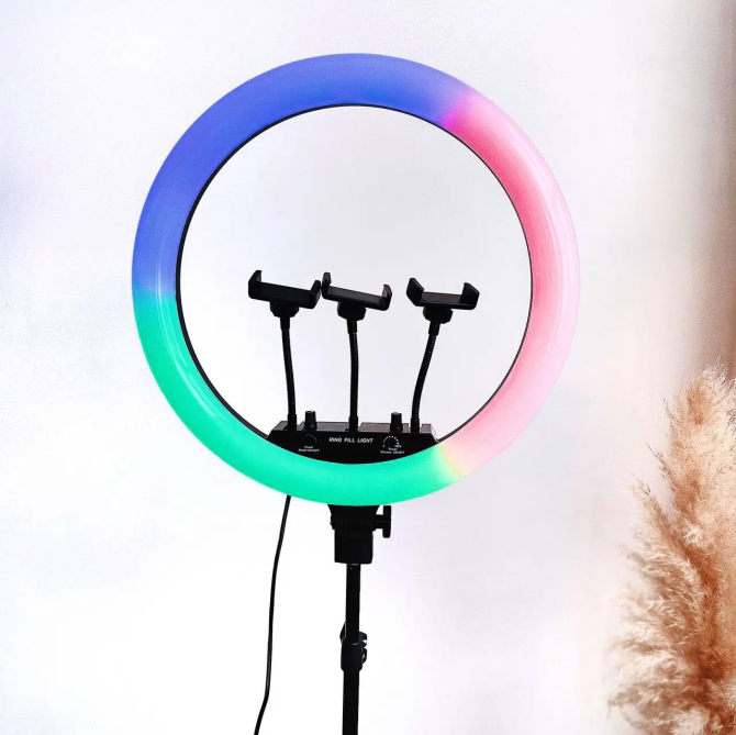 Кільцева світлодіодна Led лампа RGB-MJ-18 45см (Біле та кольорове світло) Вінниця - фото 9