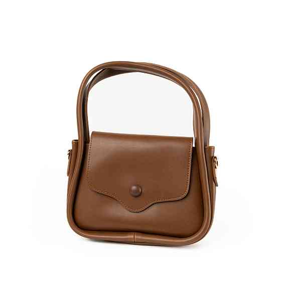 Сумка женская стильная через плечо с ручками и ремешком, сумочка клатч, Коричневый Каменец-Подольский