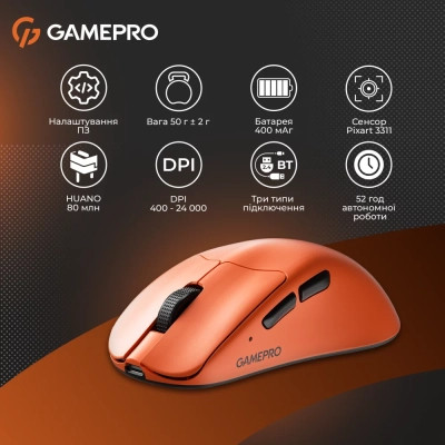 Мышка GamePro Genesis Avenger Wireless/Bluetooth/USB Orange (GM096O) Винница - изображение 7