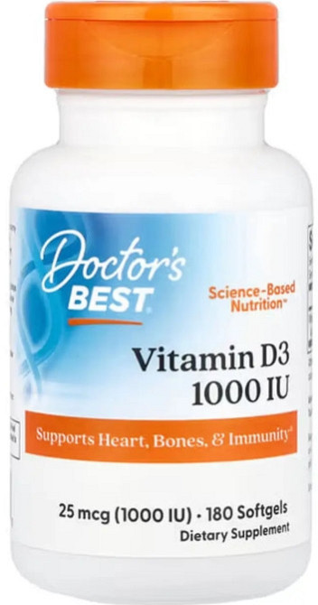 Вітамін Д3 Doctor's Best Vitamin D3 25 мкг (1000 МЕ) 180 гел капс Київ - фото 1