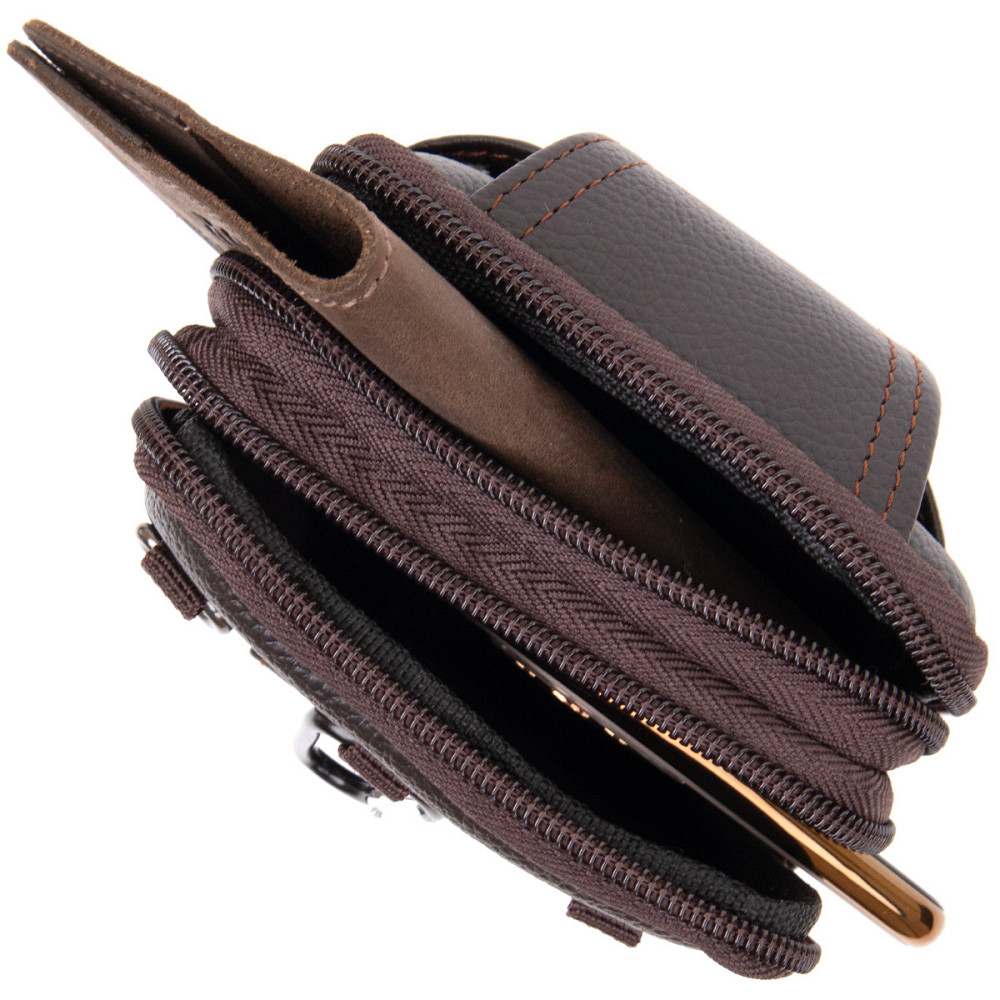 Сумка мужская на пояс на два отделения с хлястиком Коричневая (Vintage) Киев - изображение 1