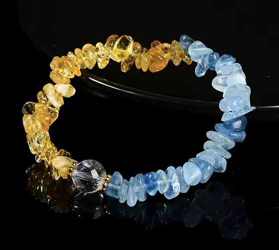 Браслет із натурального каміння (цитрин+аквамарин) Смела