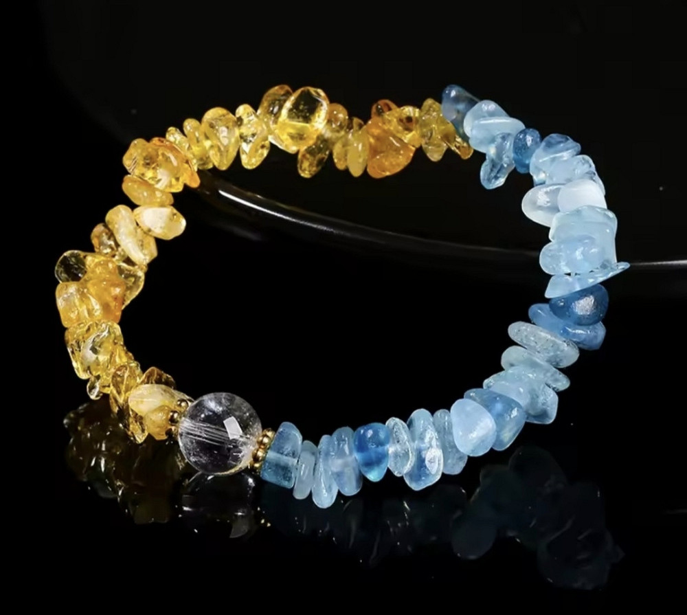 Браслет із натурального каміння (цитрин+аквамарин) Смела - изображение 5