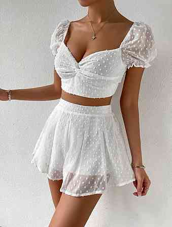 Жіночий романтичний костюм двійка: топ і спідниця-шорти ролекс жатка Одеса