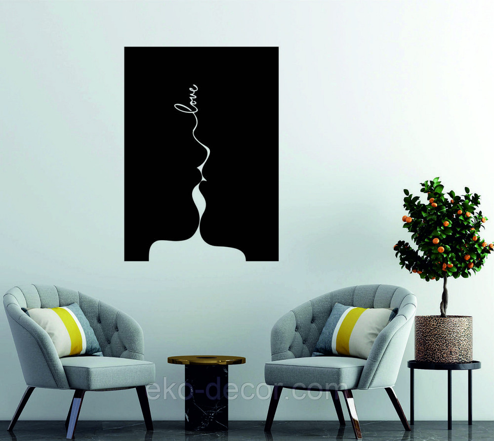 Декоративне настінне 3D Панно «Силует пари», Декор на стіну з об'ємом 110*79 см, Чорний Київ - фото 5
