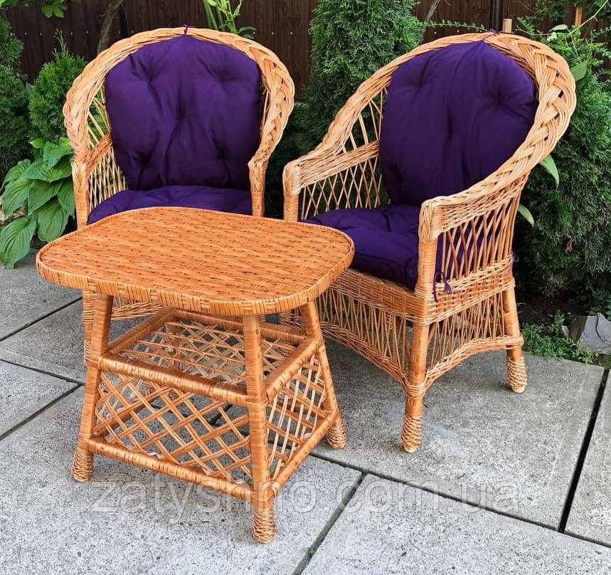 Мебель плетеная с подушками фиолетовыми и маленьким столом Киев - изображение 5