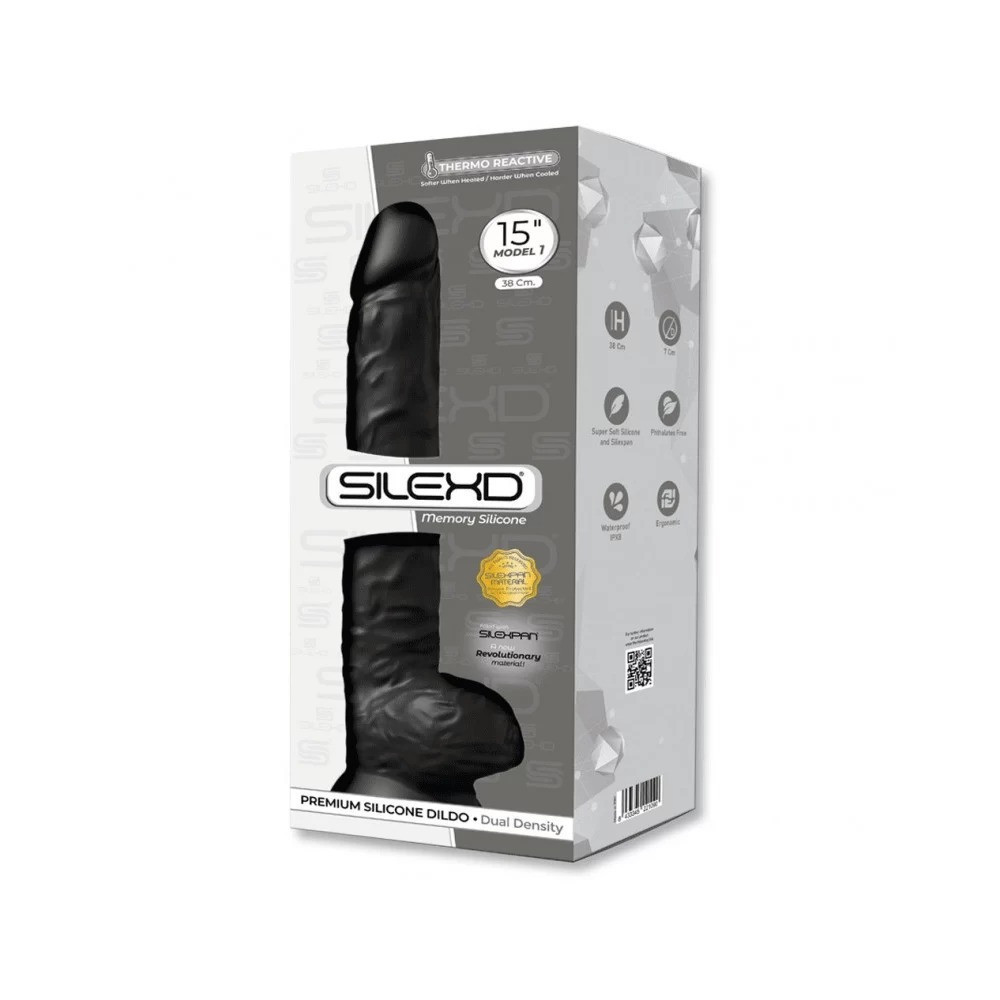Фалоімітатор гігант термореактивний Silexd Model (15") DD03 чорний Sex Aura Київ - фото 4