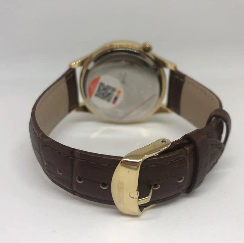 Чоловічий кварцовий годинник Skmei 1581 Prestige коричневі з золотим Київ - фото 5