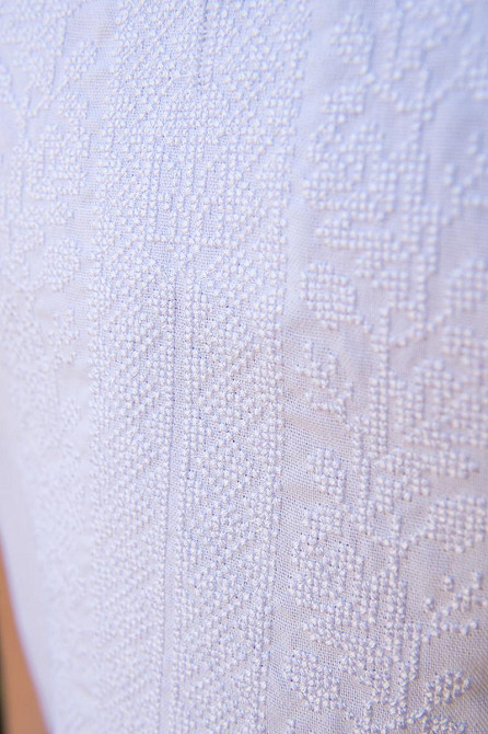 Вышиванка для мальчиков с коротким рукавом, льняная, белая топ Киев - изображение 4