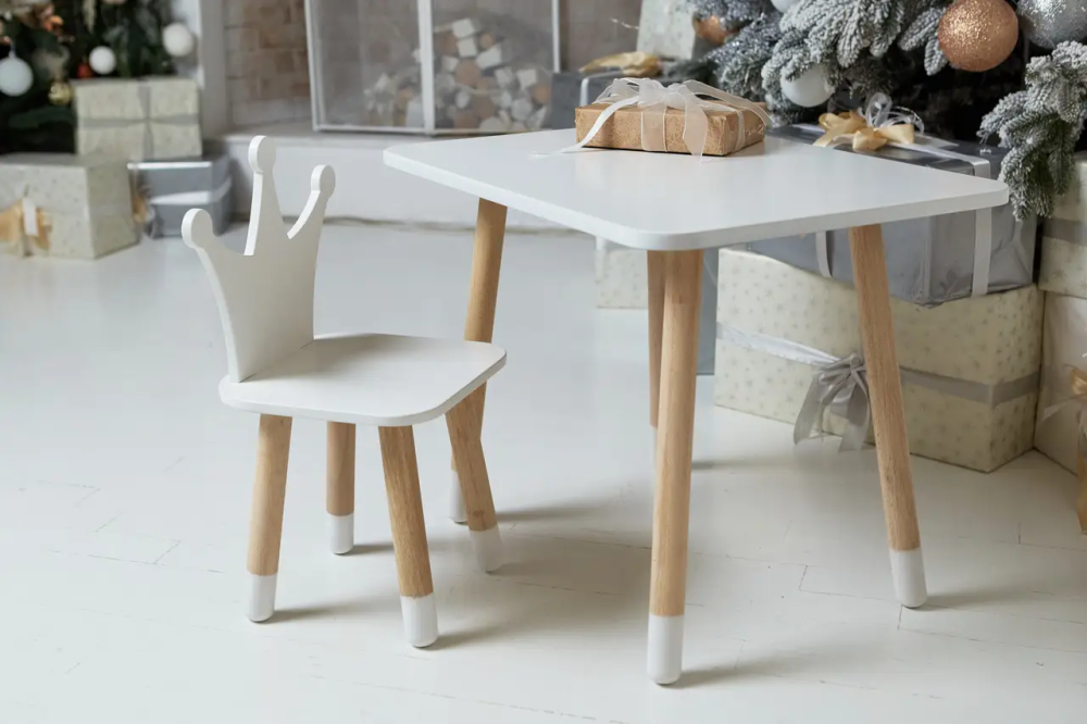 Дитячий прямокутний столик (Білий) та стільчик Корона (Біла) Київ - фото 4