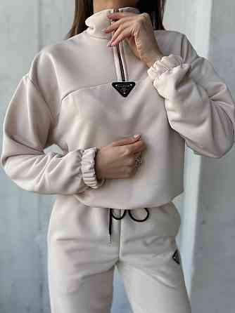 Жіночий повсякденний костюм-двійка: кофта та штани двохнитка-петля Беж, 42 Одеса