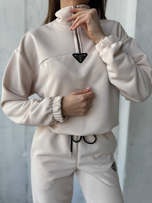 Жіночий повсякденний костюм-двійка: кофта та штани двохнитка-петля Беж, 42 Одеса - фото 4