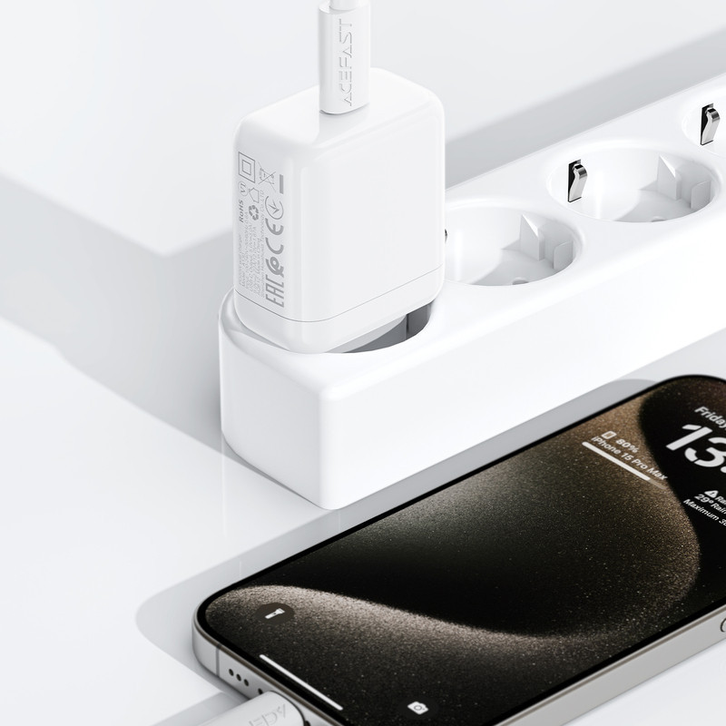 Мережевий зарядний пристрій ACEFAST A130 PD20W single USB-C charger White Киев - изображение 2