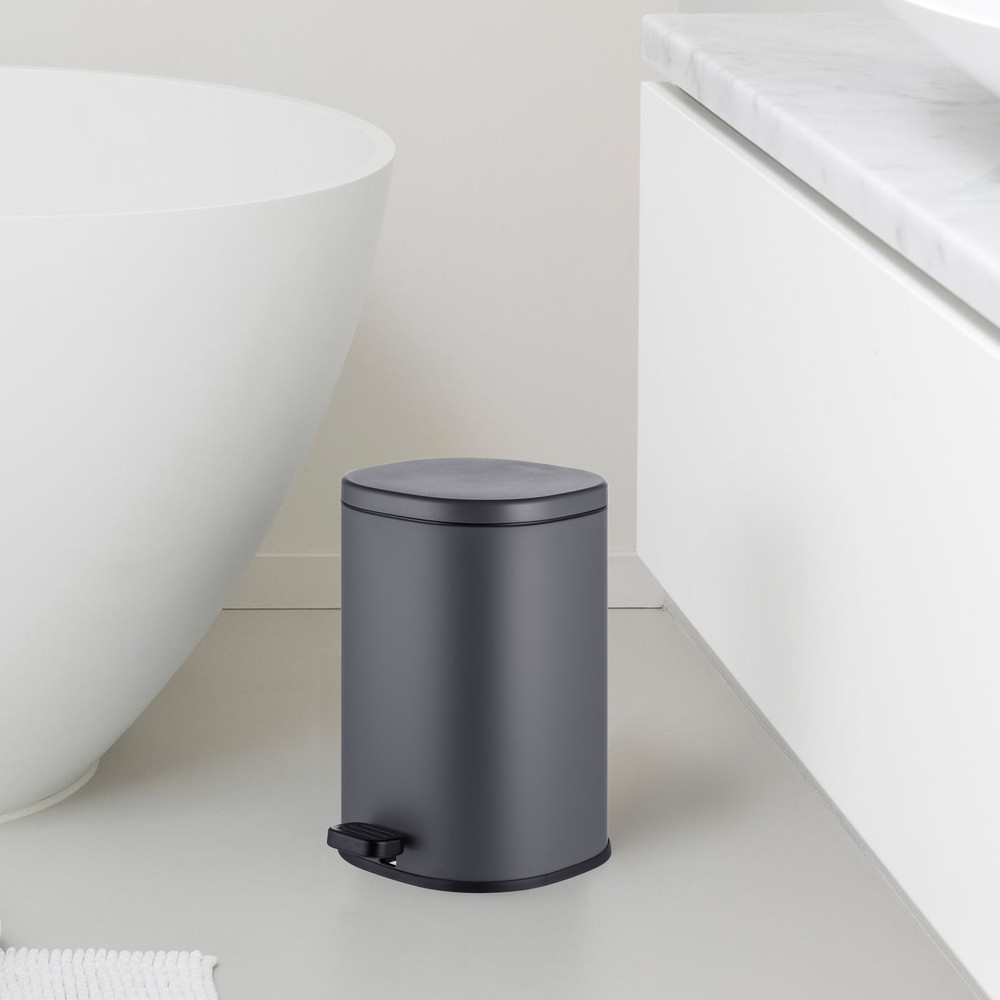 Мусорное ведро овальное Mixxus Premium с плавным закрытием Graphite 5 л цвет графит MI7063 Харьков - изображение 2