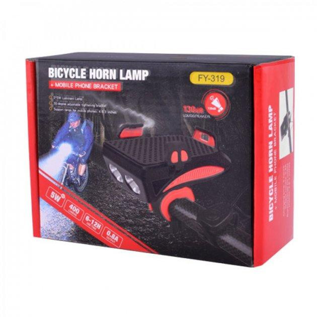 Велосипедний ліхтар фара FY-319 2хL2 + дзвінок + тримач + microUSB + Power Bank (6 режимів дзвінка) Вінниця - фото 6