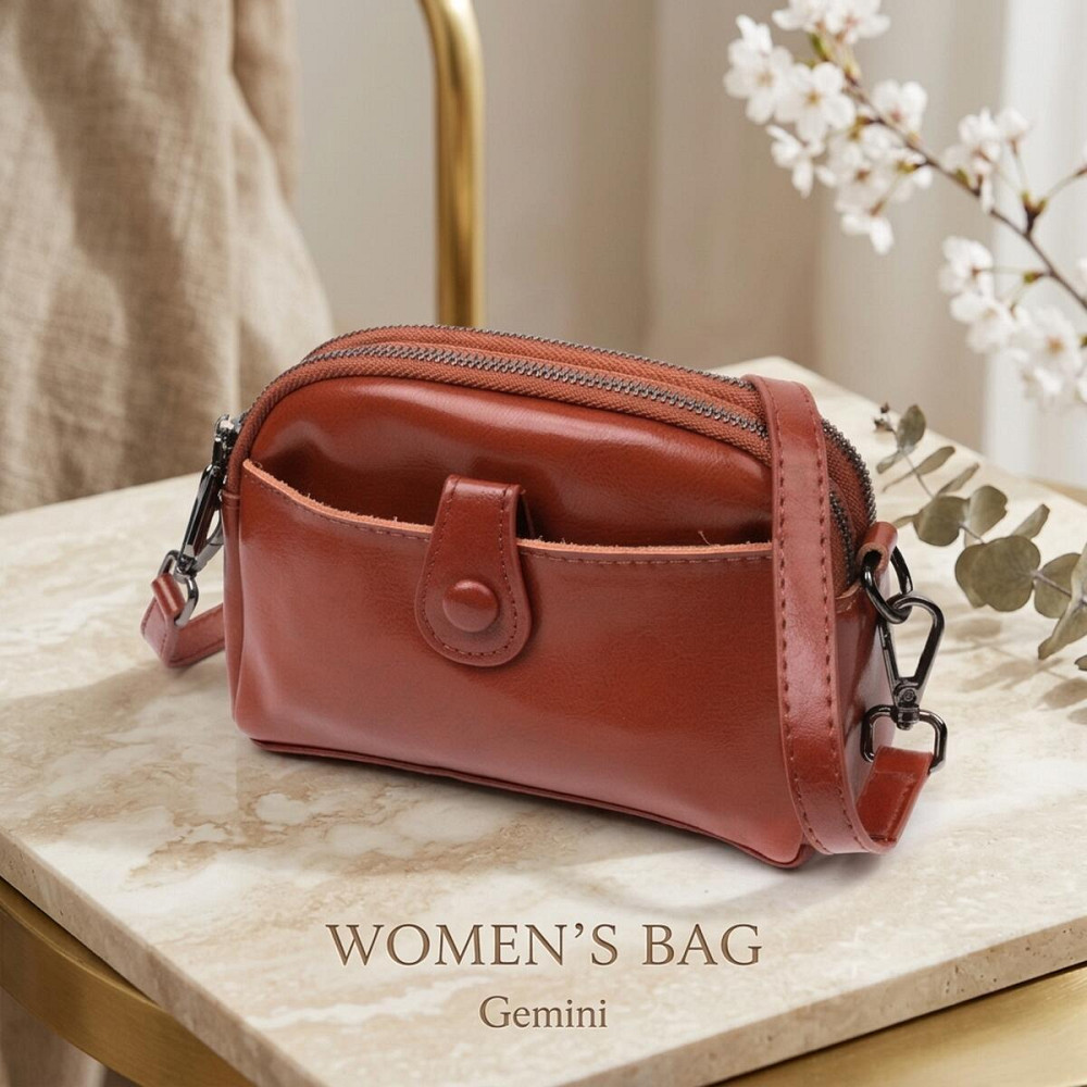 Глянсова жіноча сумка на кожен день з натуральної шкіри Vintage 22419 Коричнева Київ - фото 11