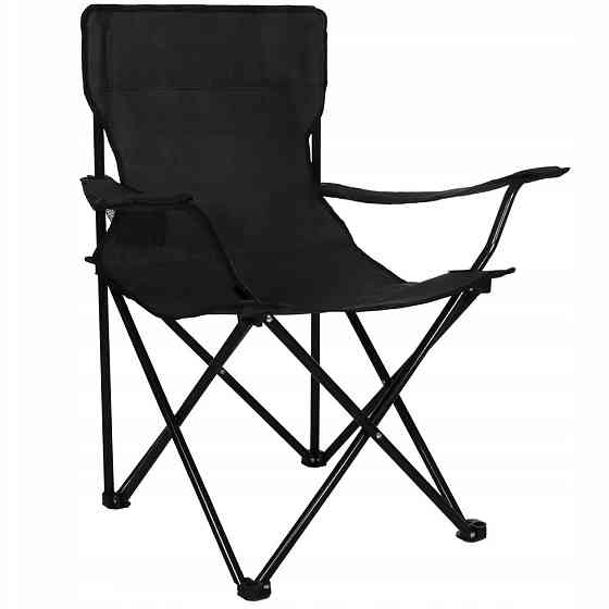 Складное кресло до 100 кг с чехлом, Черное / Раскладной стул для походов, кемпинга, рыбалки, с системой Паук Киев